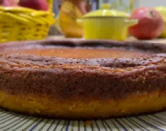 Step <p>Horneamos durante unos 90 minutos a 170ºC por abajo, si vemos que no se dora mucho por arriba, lo ponemos por arriba y por abajo los últimos 10 minutos. Una vez terminado el tiempo se termina de cuajar mientras se enfría a temperatura ambiente. Una vez frío desmoldamos y a disfrutarlo.</p> illustration